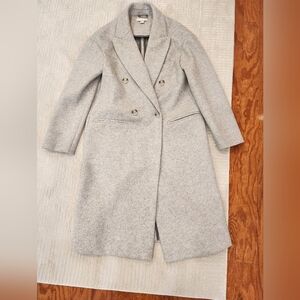 Topshop Brooke double breasted light grey coat Size 4